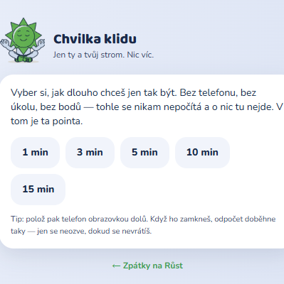 Chvilka klidu v aplikaci